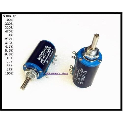 10pcs/Lot WXD3-13 2W 5.6K / 6.8K / 10K / 22K / 33K / 47K / 100K Ohm Multi-Circle Precision Wire-Wound Potentiometer
