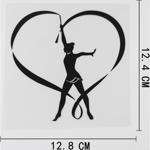 12.8CMX12.4CM Gymnastic Champion Ribbon Decal Vinyl Car Sticker Black/Silver 8A-0781