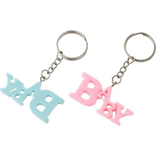 12PCS Pink/Blue Baby Design Keychain Ring in Gift Box Good For Newborn Christening Baptism First Communion Party Giveaways