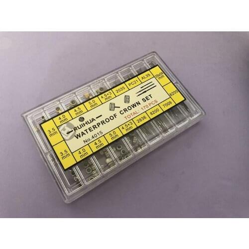 170PCs Gold and Silver Stainless Steel Watch Crowns + Watch Stems for Watch Repair