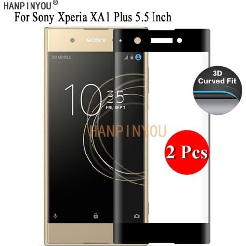 2Pcs For Sony Xperia XA1 Plus G3421 / Dual 9H Ultra Thin 3D Curved Full Cover Screen Protector Tempered Glass Protective Film