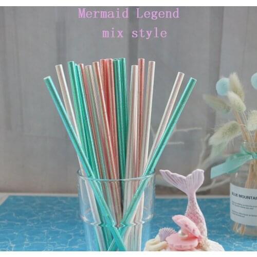 25pcs Mermaid Legend design Paper Straw Drinking Straws Birthday Party Wedding baby shower Decoration Eco-friendly