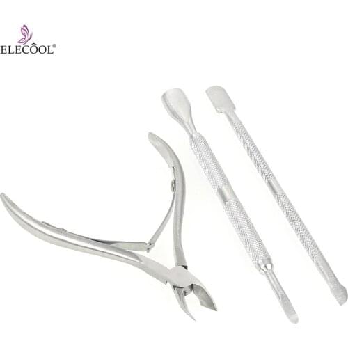 3pcs/set Nail Cuticle Scissors Pusher Remover Cutter Stainless Steel Cuticle Nipper Clipper Manicure Nail Art Tool Set TSLM1