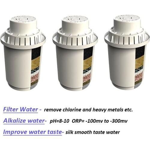 3 packs Replacement Water Filter Cartridges for 3.5L alkaline mineral water filter pitcher