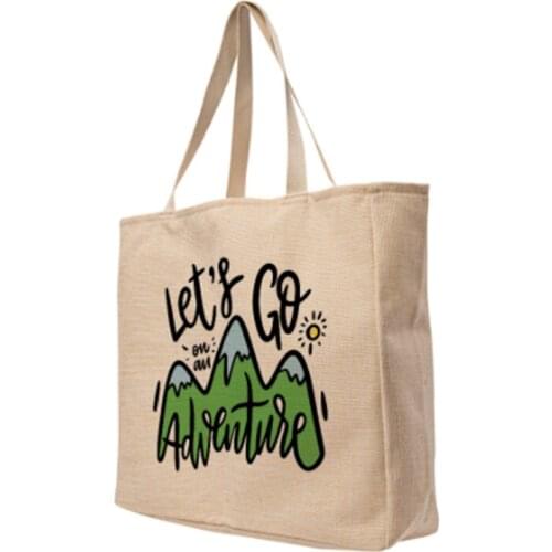 4Pcs/lot Tote Bag Sublimation Custom Shoulder Bag Line Cotton Shopping Bag Natural Look Burlap Beige Gift Bags 3840Cm Beige