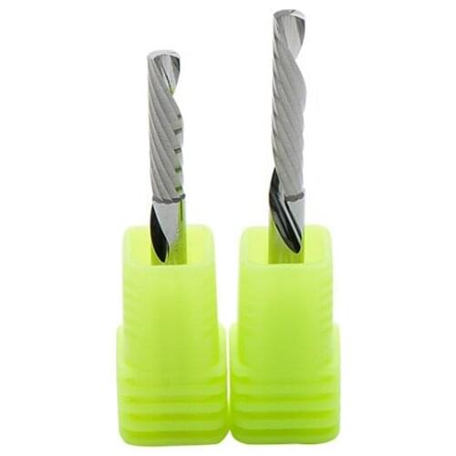 5Pcs 3.175X2X8MM Left Hand Single Flute Downcut Spiral Bits, High Efficiency Cutting Wood Acrylic Aluminum Plastic Plate