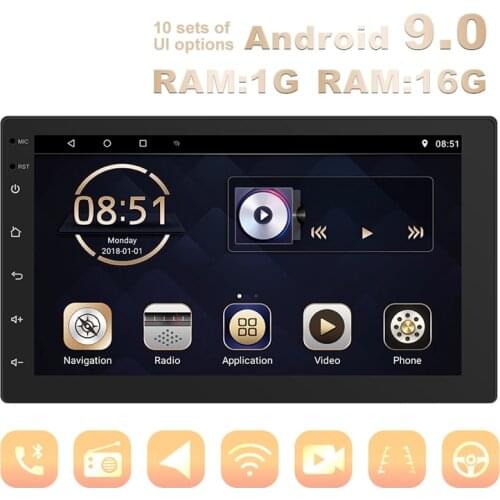 7Inch WIFI Car Stereo Android 9.0 MP5 Player Support GPS OBD 3 Screen Simultaneous Video Player with 12 LED Rear Camera