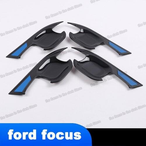 Lsrtw2017 Car Door Handle Trims Interior Accessories Chrome Kit Carbon Fiber Abs for Ford Focus MK4 2019 2020 2021 Parts Auto