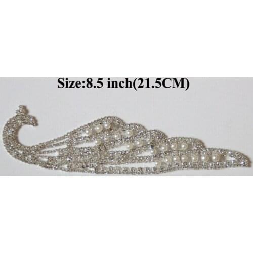 Free Shipping High Quality 5pcs/lot 8.5'' Crystal Rhinestone Applique for Wedding Gown Bridal Sash Evening Wear LSAP006