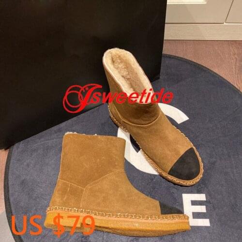 Winter Famous Designer boots shoes woman Genuine shearling motorcycle boots Brand Thick bottom Chain snowboots