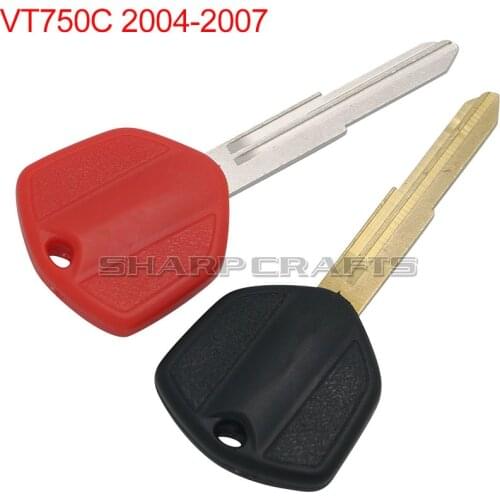 Motorcycle Parts w/logo Uncut Blade Blank Key For Honda Shadow VT750C 2004-2007 (Black/Red)