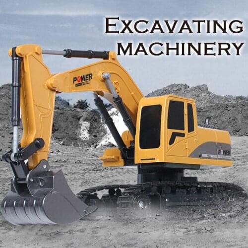 Remote Control Excavator Alloy Rooter Truck Engineering Construction Environmental RC Truck Model Toy with Sound Light