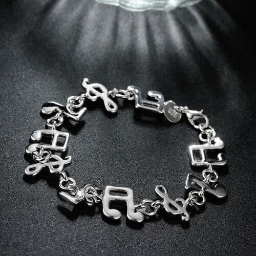 Hot fine musical note chain 925 sterling silver Bracelets for women Wedding party girl student Christmas Gifts fashion Jewelry