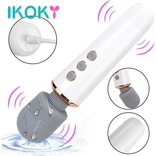 IKOKY 20 Mode Vibrating Dildo G Spot Massager Clitoris Stimulator Adult Sex Toys for Woman AV Stick Magic Wand Vibrator Sex Shop