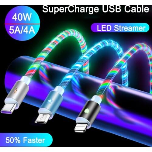 USB Type C 5A Cable LED Cable Micro USB C Type Cable for Samsung Phone Xiaomi LED Redmi Huawei Honor Cavo Usb Type C Phones Cord