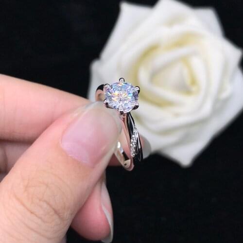 Antique 1.5Ct 7.5mm D Color Moissanite Engagement Diamond Ring AU585 14K White Gold Ring Top Quality Female Jewelry