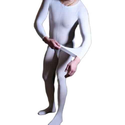 Sexy Unisex 120D Nylons Tights Bodystocking Open Crotch Penis Sheath Convex Pouch Pantyhose Bodysuit Lingerie Stocking Body Suit