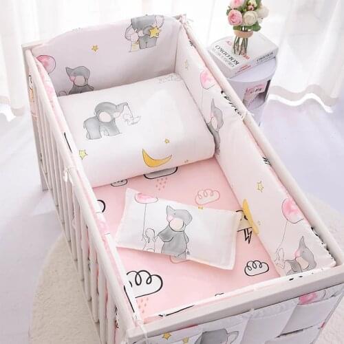 Baby Bedding Set 100%Cotton Cartoon Crib Bed Protector Bumper Newborns Sheet Duvet Cover Child Bed Baby Washable Cot Bedding Set