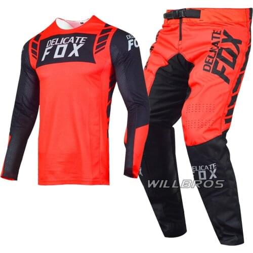 Motor Flexair Mach Gear Set Offroad Jersey Pants Mountain Bike Combo Motocross Race Kits 4-Way Stretch Red Black Suit Mens