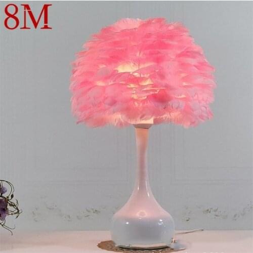 8M Creative Table Lamps Contemporary Red Feather Desk Lights for Home Living Bed Room Decoration