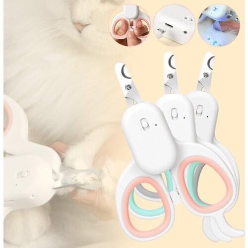 Pet Nail Clipper with LED/UV Lights Safety Guard Dogs Cats Nail Trimmer Grooming Nail Care Tool