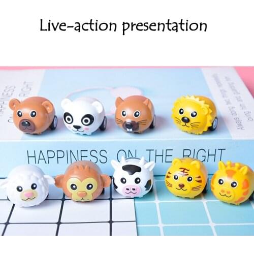 3PCS Mini Gadgets Toys Cute Cartoon Animals Monkeys Lions Pull Back Friction Toy Car Children Novelty Toys For 5-8y