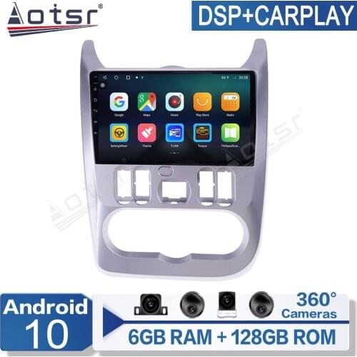 AOTSR 6+128G Android 10 For Renault Logan 09-13 Multimedia Video Player Navigation GPS 360 camera