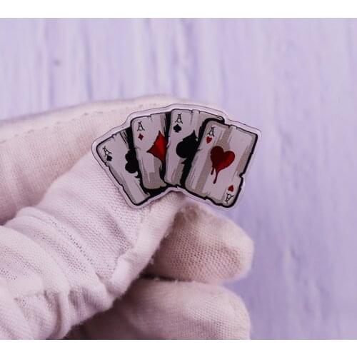 Cartoon Playing Cards A Enamel Pin Brooch Funny Novelty Poker A Badge Fashion Jewelry Decor