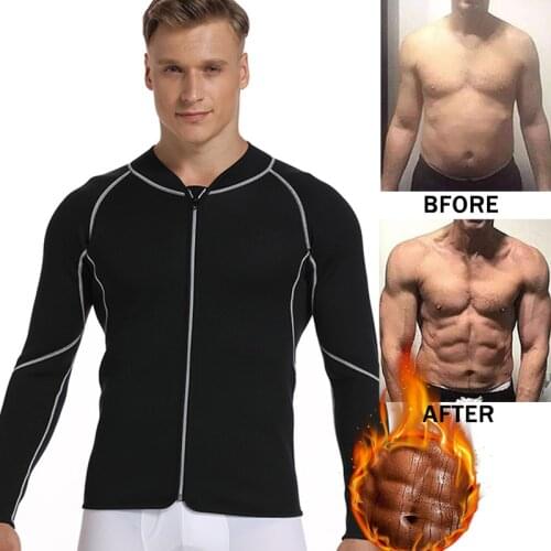 Men Slimming Shapers Waist Trainer Vest for Weight loss Neoprene Corset Body Shaper Zipper Sauna Tank Top Workout Shirt Black
