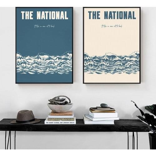 The National Music Poster Abstract Ocean Wave Canvas Painting Quote Vintage Art Print Modern Wall Picture Living Room Home Decor