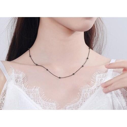 New Arrival Lady Silver Plated Clavicle Necklace Jewelry Cute Balls Black Chain Necklace For Women Accessories Trendy Gift