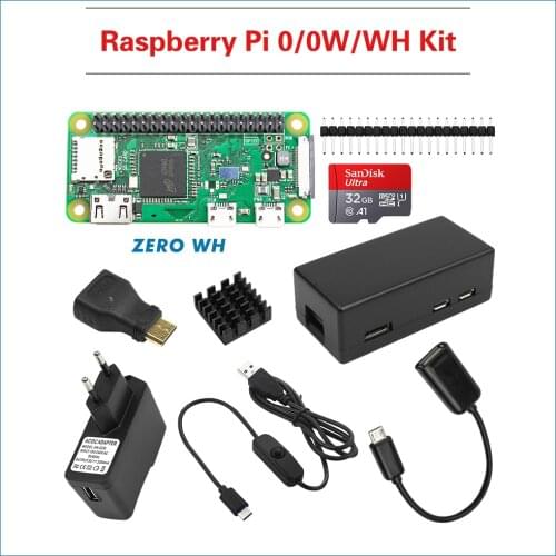 Raspberry Pi ZERO/ ZERO W/ZERO WH Kit + case + Heat Sink+ GPIO Header+Optional 32GB SD Card / Power Adapter for RPI zero