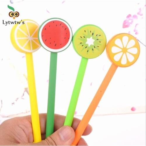 1 Piece Fruit Cute Kawaii School Office Supply Stationery Gel Pen Handles Creative sweet Lemon Orange Watermelon pretty lovely