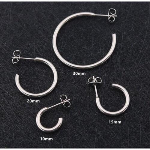 4 SIZE 10mm Half Arc Trend Brief Titanium Stainless Steel Colors Plated Men Earring Stud Earrings For Women Classic Jewelry