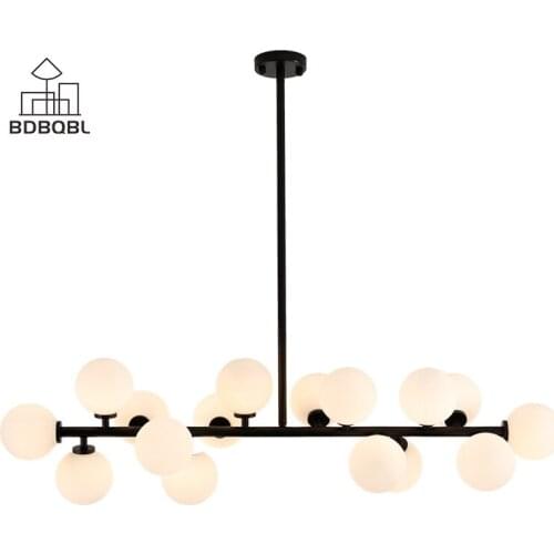 BDBQBL Modern Iron LED Chandelier Lighting 16 Heads Milky White Glass Lampshade G4 Bulb Bedroom Living Room Ceiling Chandeliers