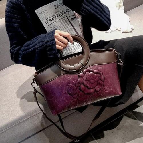 Fashion elegant retro shoulder sling handle bags leather handbags for women genuine