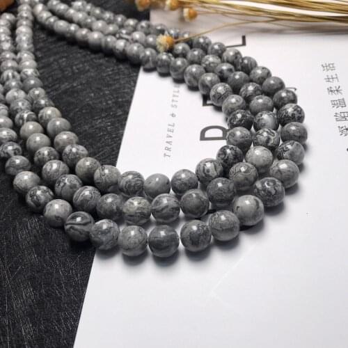 High quality Creativity Gray Natural Stone Beads Pick Size Loose Bead For fashion bracelets DIY popular Jewelry Making 8 mm 6mm