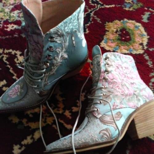 Women ankle boots free big size 22-26.5cm length shipping women shoes winter woman embroidered Flower fashion all match