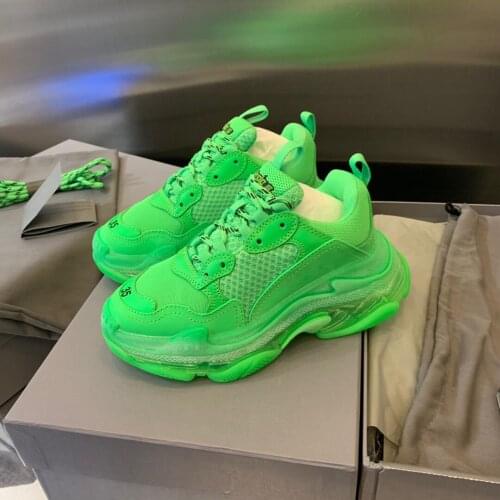 2021 Women Platform Sneakers Green Lace Up Casual Crystal Transparent Sole Couple Shoes High Quality Luxury Zapatillas Mujer