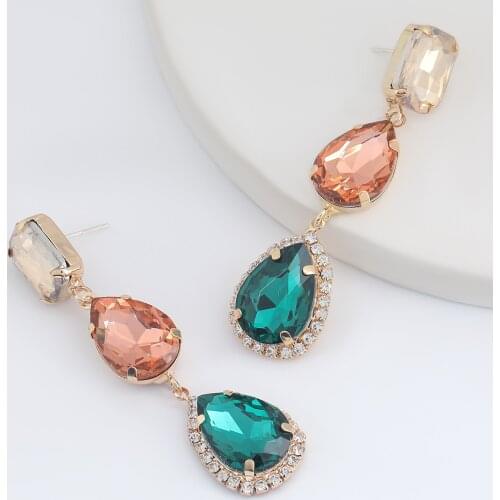 JIJIAWENHUA New Trend Womens Rhinestone Pendant Sparkling Earrings Jewelry Girls Dress Party Accessories
