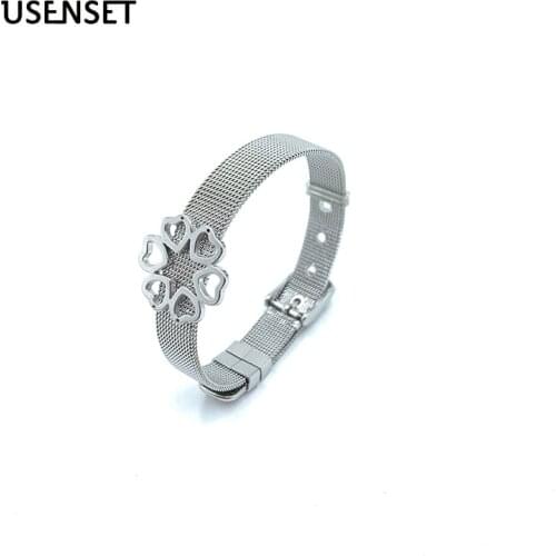 USENSET Women High Quality Stainless Steel Bangle Colo Round Heart Shape Weave Cross Bracelets For Girl bracelets bangles