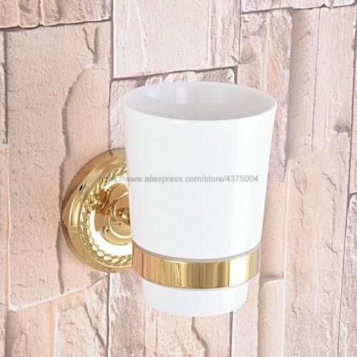Golden Toothbrush Holder Tumbler Holder Toothbrush Holder With Single Ceramics Cup Bathroom Accessories Nba592
