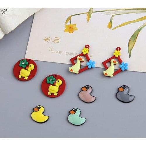 10pcs Hot Sale Cute Animal Earrings Alloy Drip Oil Duckling Giraffe Conch Pendant Earring For Women Girls Jewelry Accessories