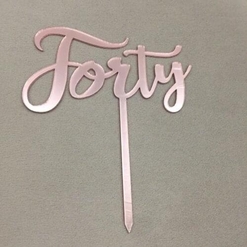 5pcs Forty 40th rose gold happy birthday cake topper acrylic