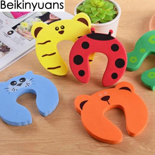 5pcs Door Stopper Animal Baby Security Card Protection Tool Baby Safety Gate Product Newborn Care Eva Door Locks Baby Anti-Clamp
