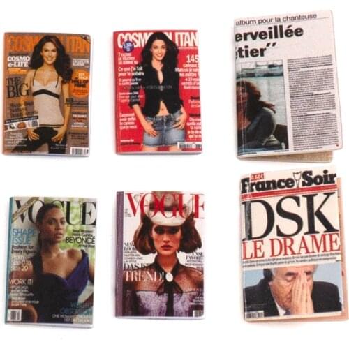 6Pcs 1/12 Doll House Miniature Magazine Newspaper Simulation Book Model Toys for Mini Decoration Dollhouse Accessories