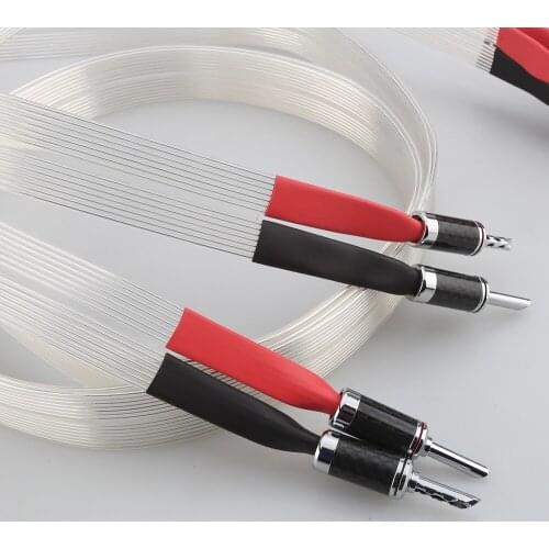 Audiocrast Pair HiFi Audio Speaker Cable OCC Silver Plated Speaker Wire Carbon Fiber Banana Plug