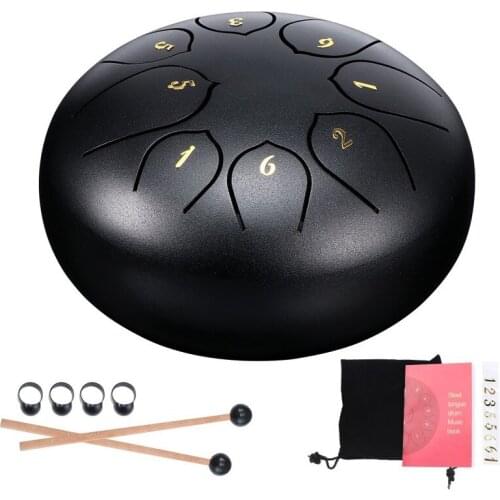 Tongue Drum 6 Inch 8 Tune Steel Hand Pan Drum Tank Drums With Drumsticks Carrying Bag Percussion Instruments Handpan Gift