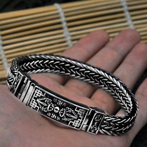 Real 925 Sterling Silver Bracelet For Men Women Vintage Punk Rock Wire-cable Link Chain&Bracelets Thai Silver Jewelry 2019 New