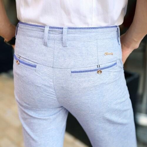 Linen Pants Men Classic New Fashion 2019 Dress Slim Business Working Clothes Casual Male Long Lightweight Summer Trousers Men